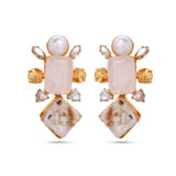 CERISE ROSE QUARTZ AND PEARL STUDS
