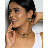 CAMBRIA BUMBLEBEE PENDANT WITH SLEEK CUBAN CHAIN CHOKER