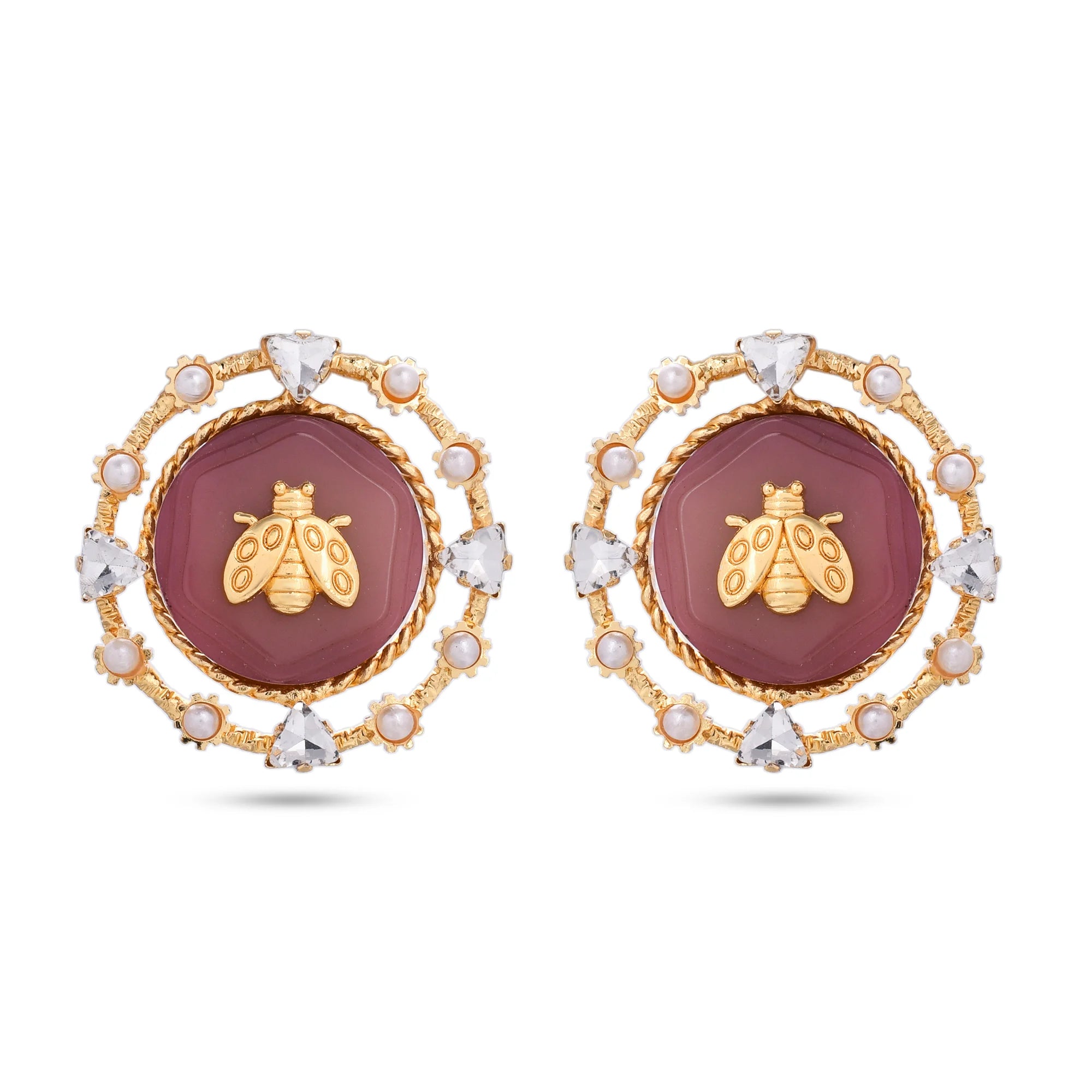 GLISTEN CALCITE STONE WITH PEARLS STATEMENT EARRINGS