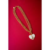 LOVE KNOT BUNCH CHAIN MOTHER OF PEARL HEART PENDANT