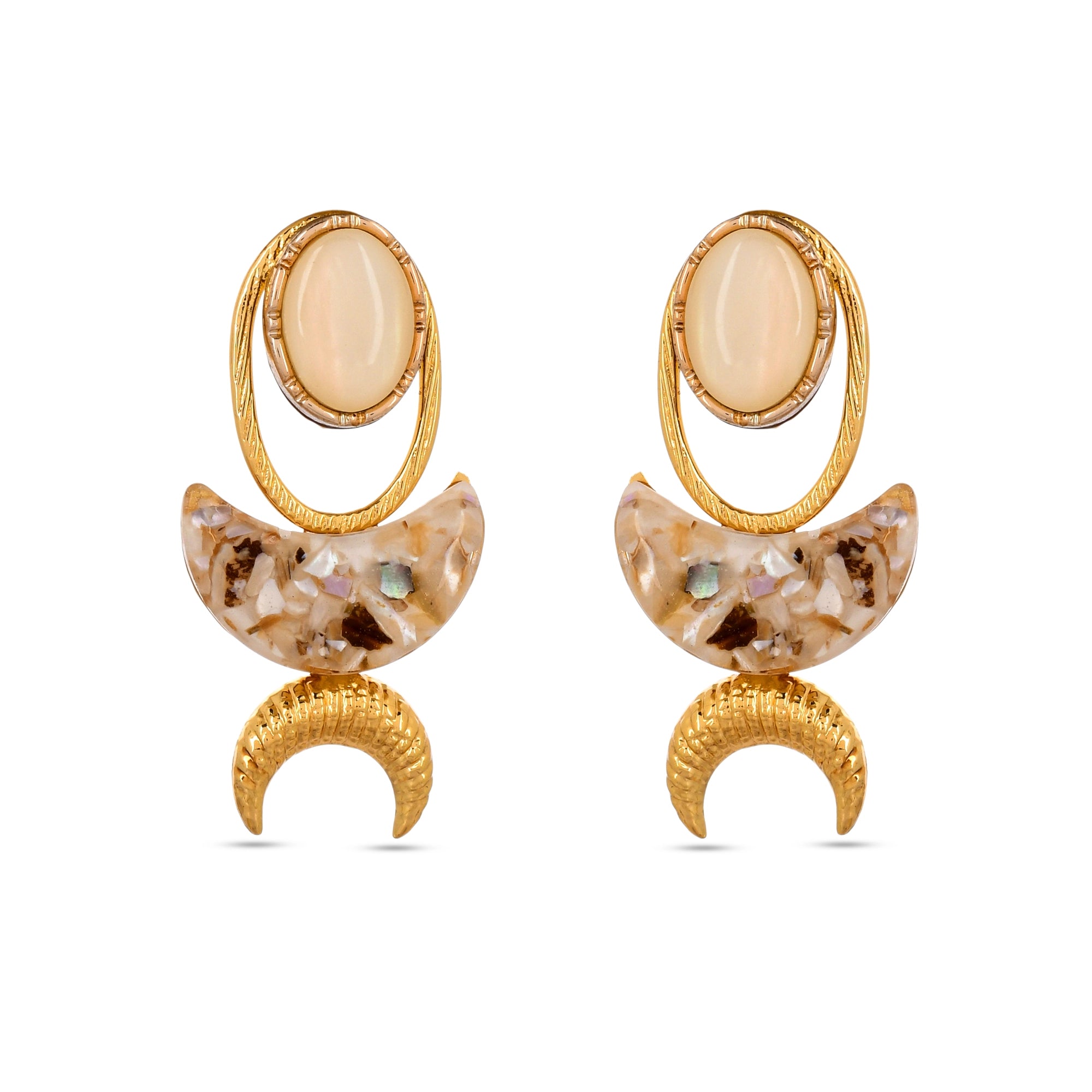 LUNAR CRESENT MOTHER OF PEARL  STATEMENT EARRINGS