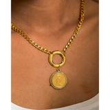 NYLAA VICTORIAN COIN PENDANT IN CUBAN CHAIN